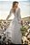 Vestido de noiva longo, mangas abertas e laço no punho e decote V - Branco - Imagem 3