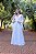Vestido de noiva longo, mangas abertas e laço no punho e decote V - Branco - Imagem 4