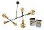 Lustre sputnik gun 6 hastes preto e dourado - Imagem 1