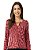 Blusa Rubi Manga Longa Decote V Reto Estampa Bicolor - Imagem 1