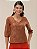 Blusa "Natural" Mangas ¾ Bordado Folhas - Imagem 1