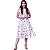 Vestido Midi Com Laço Flores Off-white - Imagem 1
