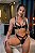 CONJUNTO LUXO SEM BOJO COM ARO EM RENDA E TULE E ABERTURA FRONTAL PRETO - Imagem 2
