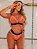CONJUNTO SEMI FIO EM RENDA COM LACINHO LARANJA NEON COM PRETO - Imagem 1