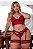 CONJUNTO LUXO CROPPED TRABALHADO EM RENDA FIO COM PERNEIRA E LIGA DELUXE PLUS SIZE - Imagem 1