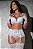 CONJUNTO LUXO + CINTA LIGA ESTILO CORPETE + LUVAS BRANCO - Imagem 1