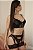 CONJUNTO LUXO CROPPED COM CINTA LIGA COM PERSEX EM ARRASTÃO E TULE PRETO - Imagem 7