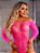 BODY MANGA LONGA ARRASTÃO COM STRASS PINK YAFFA - Imagem 1