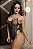 BODY LUXO TODO TRANSPARENTE COM CORRENTE DOURADA PRETO - Imagem 2