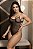 BODY LUXO TODO TRANSPARENTE COM CORRENTE DOURADA PRETO - Imagem 3