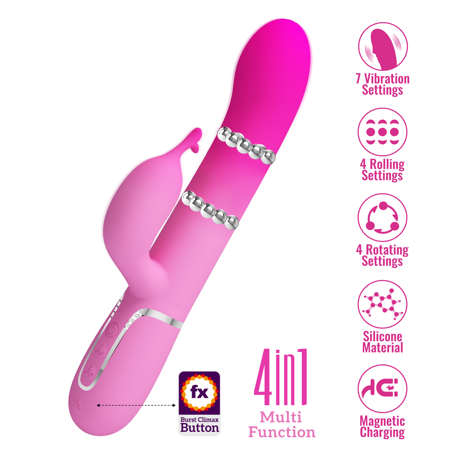 VIBRADOR DE PONTO G E CLITÓRIS COM ESFERAS ROTATIVAS SHIMA PRETTY LOVE - Imagem 1