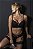 CONJUNTO LUXO CROPPED TRABALHADO EM RENDA FIO COM PERNEIRA E LIGA PRETO - Imagem 5