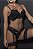CONJUNTO LUXO CROPPED TRABALHADO EM RENDA FIO COM PERNEIRA E LIGA PRETO - Imagem 3