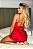CAMISOLA LUXO DE RENDA E CETIM COM CALCINHA SENSUAL VERMELHA - Imagem 2