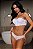 CONJUNTO LUXO CROPPED TOMARA QUE CAI COM BOJO EM TULE POA E ELÁSTICOS TRABALHADOS BRANCO - Imagem 1