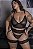 CONJUNTO LUXO RENDADO COM CINTA LIGA PRETO PLUS SIZE - Imagem 1