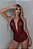 BODY COM RENDA BICOLOR PRETO COM VERMELHO - Imagem 1