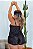 SHORT DOLL LUXO EM CETIM POÁ COM DETALHES EM RENDA PRETO PLUS SIZE - Imagem 2