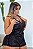SHORT DOLL LUXO EM CETIM POÁ COM DETALHES EM RENDA PRETO PLUS SIZE - Imagem 3