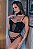 CONJUNTO LUXO CROPPED SEM BOJO EM TULE E RENDA PRETO - Imagem 1