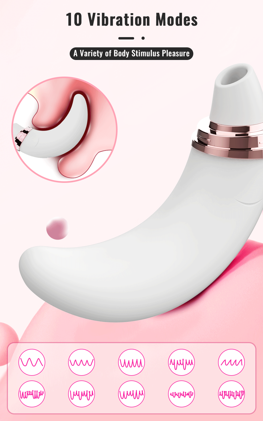 VIBRADOR 2 EM 1 DOCE LUA COM VIBRAÇÃO E PULSAÇÃO SI - Imagem 3