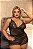 BABY DOLL LUXO EM CETIM E RENDA PRETO PLUS SIZE - Imagem 1