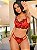 CONJUNTO PERSONALIZAVEL EM TULE FLORAL E RENDA VERMELHO - Imagem 2