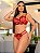 CONJUNTO PERSONALIZAVEL EM TULE FLORAL E RENDA VERMELHO - Imagem 1