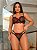 CONJUNTO PERSONALIZAVEL EM TULE FLORAL E RENDA PRETO - Imagem 1