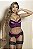 CONJUNTO LUXO CROPPED TRABALHADO EM RENDA FIO COM PERNEIRA E LIGA ROSA NEON - Imagem 1
