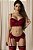 CONJUNTO LUXO CROPPED TRABALHADO EM RENDA FIO COM PERNEIRA E LIGA VERMELHO DELUXE - Imagem 6