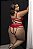 BODY LUXO SEM BOJO COM ABERTURA E DETALHE EM PEROLAS VERMELHO PLUS SIZE - Imagem 2