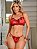 CONJUNTO PERSONALIZAVEL FIO BORBOLETA EM TULE FLORAL VERMELHO - Imagem 1