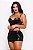 CONJUNTO 3 PEÇAS PRETO- CROPPED SEM BOJO, MINI SAIA E CALCINHA - Imagem 1