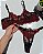 CONJUNTO PERSONALIZAVEL FIO BORBOLETA EM TULE CHANTILLY PRETO E VERMELHO - Imagem 4