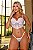 CONJUNTO PERSONALIZAVEL CROPPED TULE BORDADO PETALA BRANCO ILUSION - Imagem 1