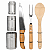 Kit Churrasco 6 Peças Inox Bambu Welf com Porta Temperos - Imagem 1