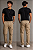 Calça de Elástico Great News - Com Zipper e Bolso lateral Cargo - 100% Algodão - Ref. 134 Caqui - Imagem 1