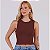 Blusa Cropped Marrom Sem Costura Confortável - Imagem 1