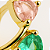 Piercing Fake Dois Corações Verde e Rosa Banhado A Ouro - Imagem 3