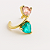 Piercing Fake Dois Corações Verde e Rosa Banhado A Ouro - Imagem 1