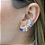 Brinco Ear Cuff de Zircônias Coloridas Banhado A Ouro - Imagem 4
