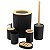 Kit Banheiro Luxo Lavabo Lixeira Escova Conjunto 6 Pçs Bambu - Imagem 8