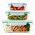 Kit 3 Potes De Vidro Tampa Marmita Forno Micro-ondas 1040ml - Imagem 1