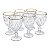 Jogo 6 Taças De Vidro Diamond 260ml Borda De Ouro Vinho Água - Imagem 4