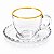 Jogo 6 Xícaras Vidro Com Pires Borda De Ouro 100ml Café Chá - Imagem 6