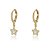 BRINCO DE ARGOLA COM PINGENTE ESTRELA ZIRCÔNIA CRISTAL BANHADO A OURO 18K - Imagem 1