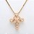 GARGANTILHA VENEZIANA COM PINGENTE CRUCIFIXO TRABALHADO EM CRISTAIS COR ROSA E MICROZIRCÔNIAS BANHADO A OURO 18K - Imagem 1