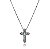 GARGANTILHA ELO PORTUGUÊS 70 CM COM PINGENTE CRUCIFIXO TRABALHADO EM CRISTAL COR TURMALINA E MICROZIRCÔNIAS BANHADO EM RÓDIO NEGRO - Imagem 1