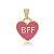 PINGENTE CORAÇÃO BFF 1,7 CM BANHADO A OURO 18K E COLORIDO EM RESINA ROSA - Imagem 1